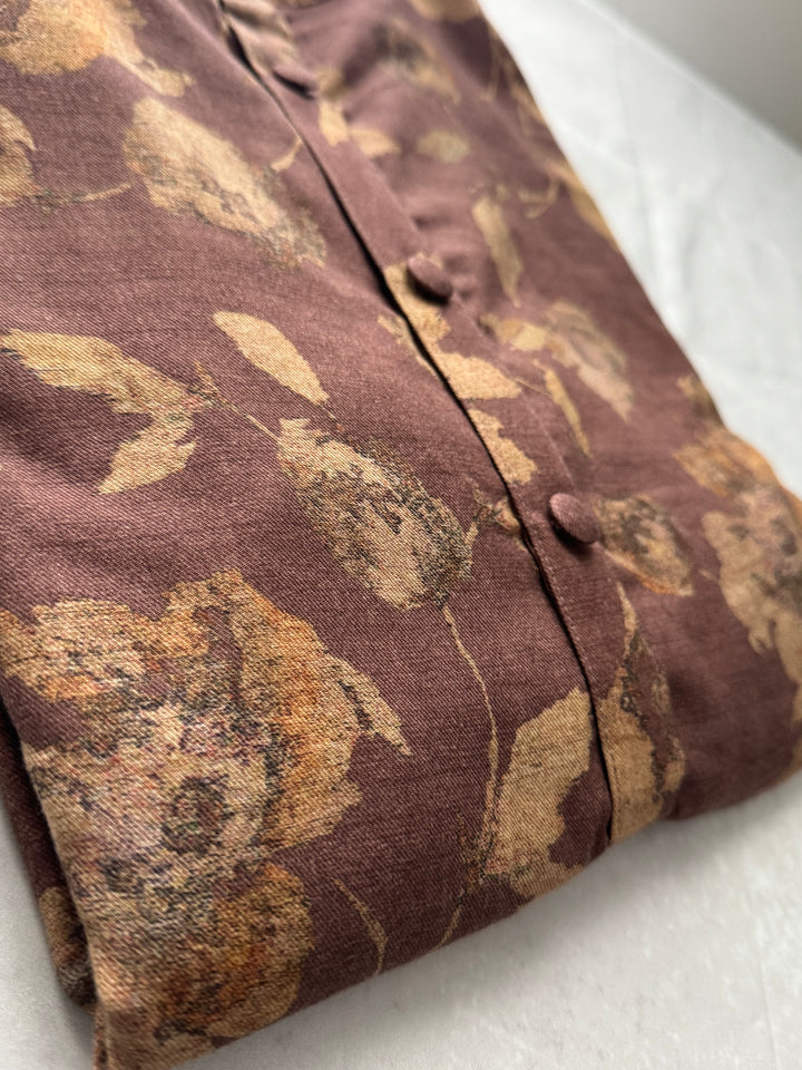 Brown Eco-Print Cotton Kurta for Men | VA01020