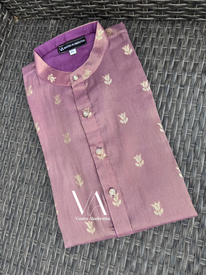 Purple Tissue Silk Kurta for Men | VA01012