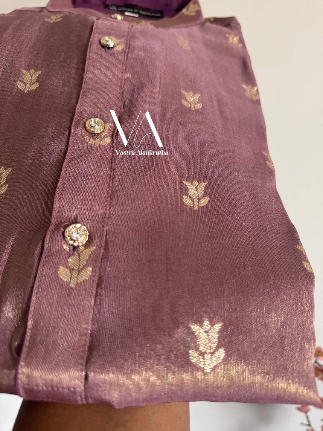 Purple Tissue Silk Kurta for Men | VA01012