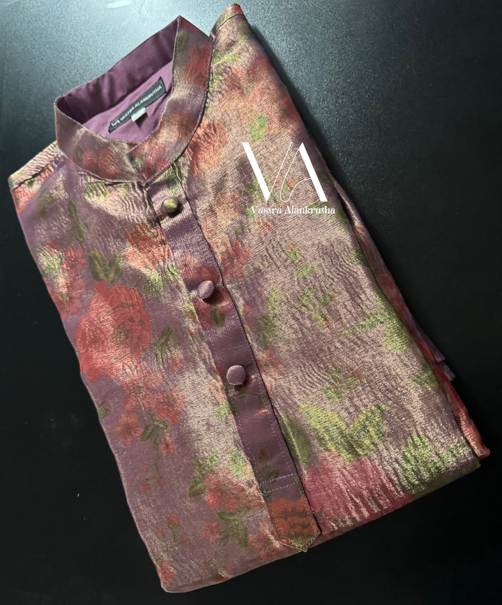 Purple Crush Tissue Kurta for Men | VA01015