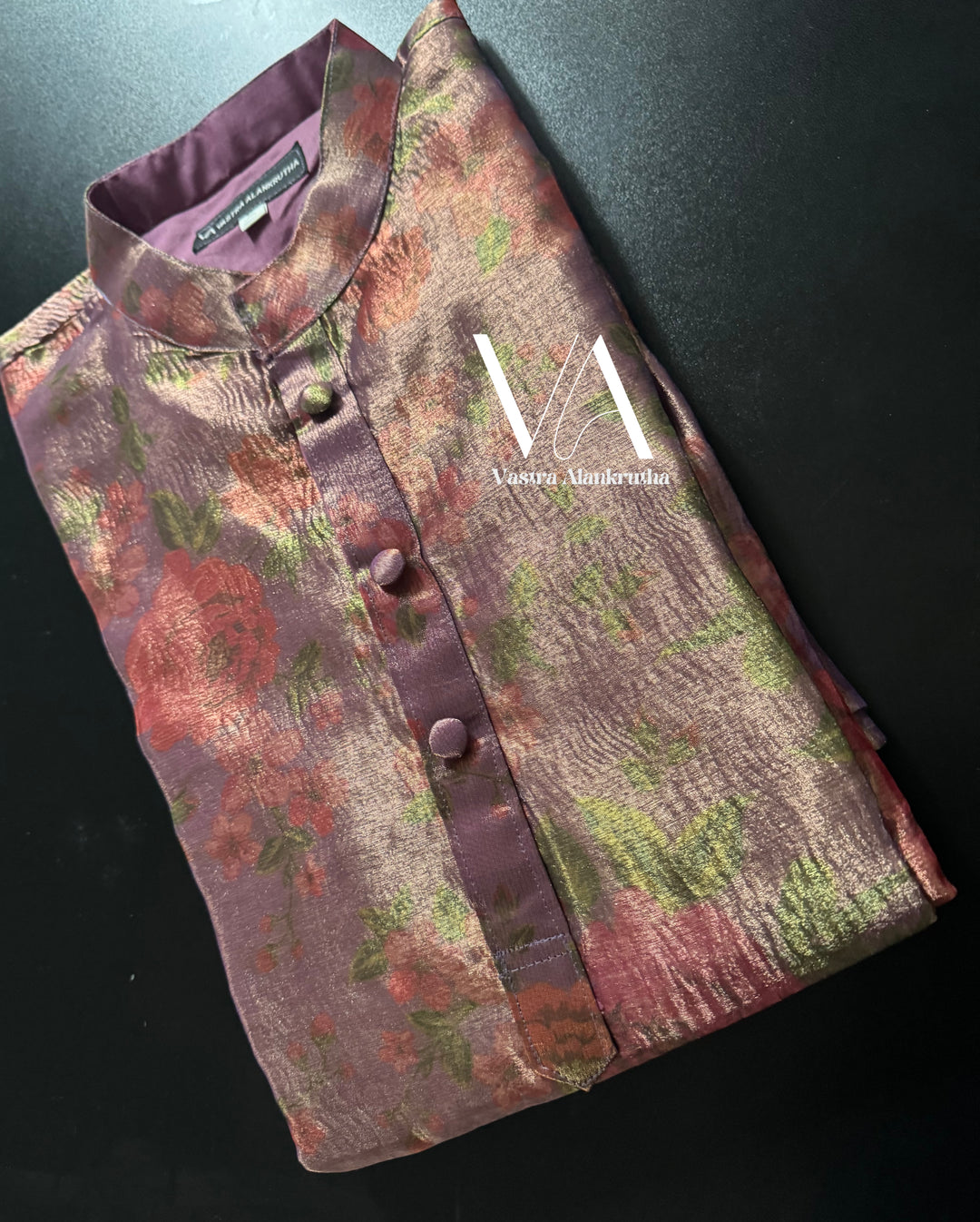 Purple Crush Tissue Kurta for Men | VA01015