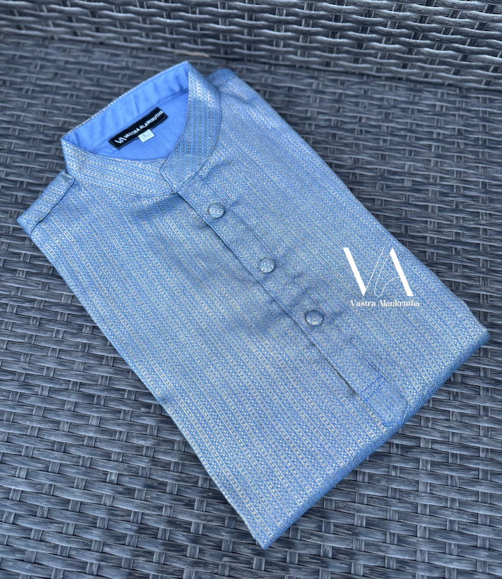 Blue Banarasi Silk Kurta for Men | VA01013