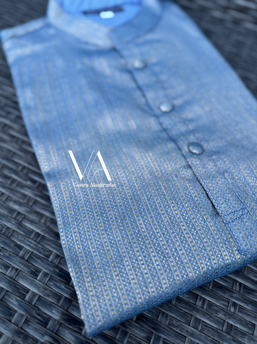 Blue Banarasi Silk Kurta for Men | VA01013