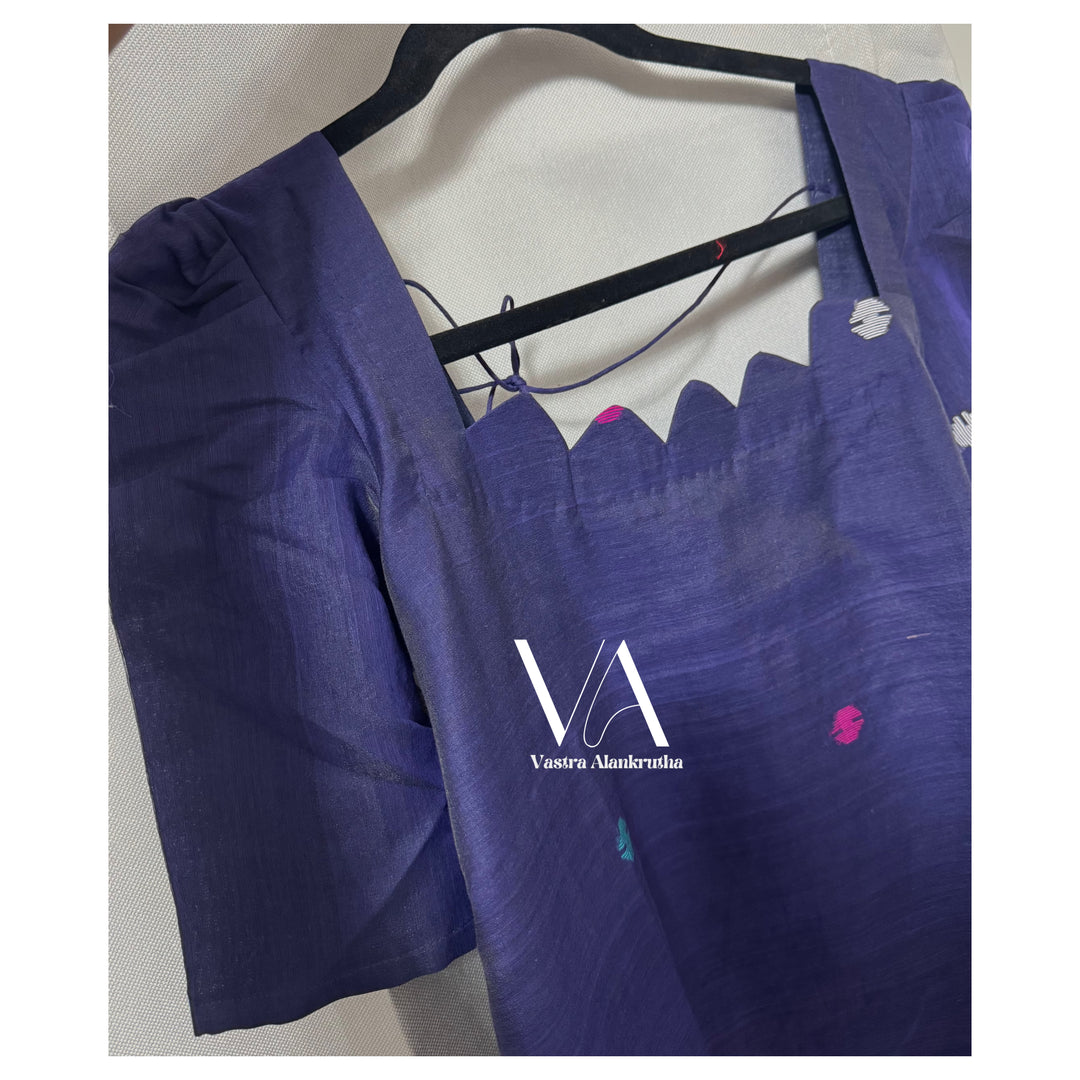 Women’s Handloom Jamdani Kurti Set in Dark Purple | VA01031