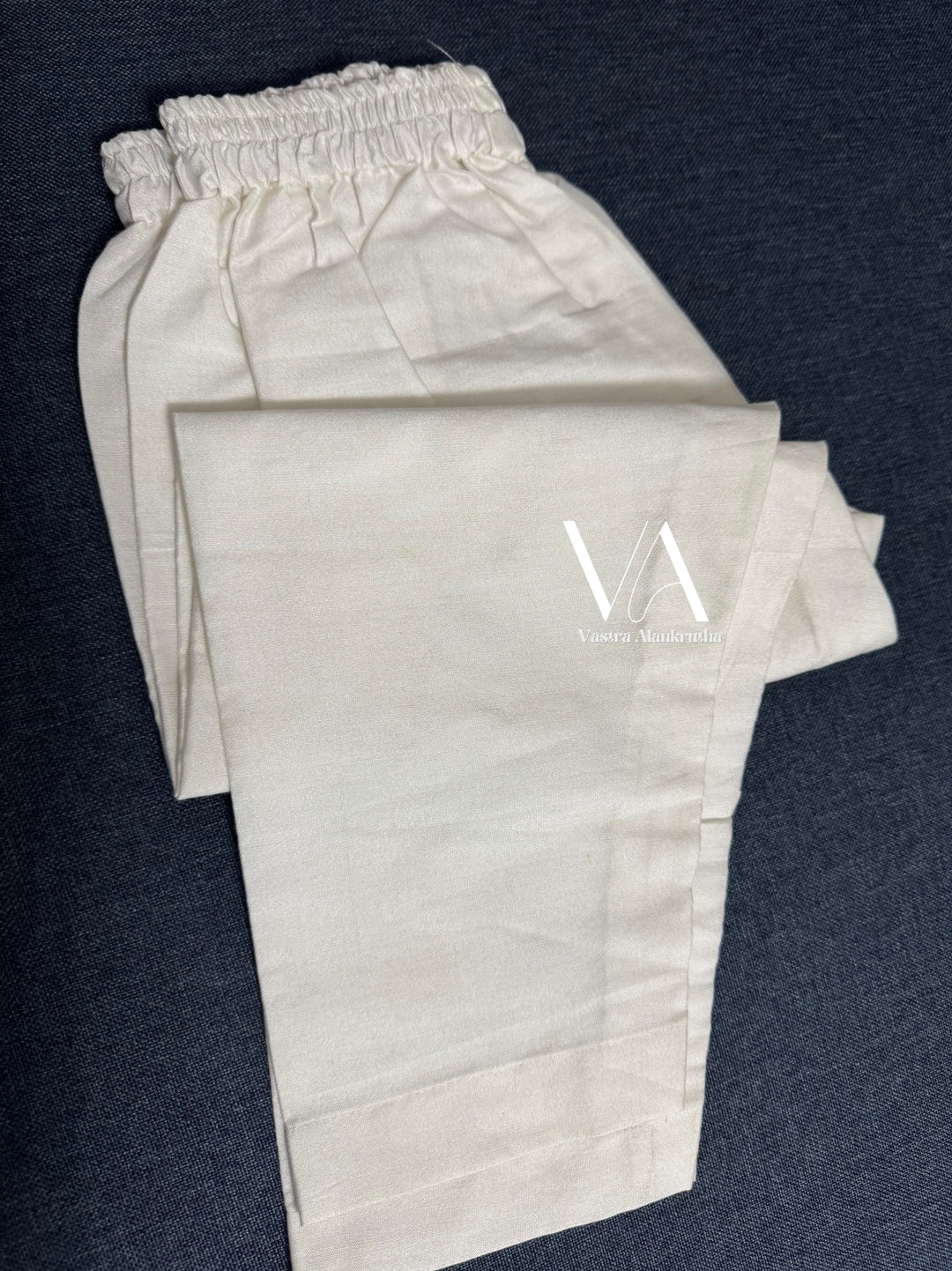Kids White Beige Cotton Trousers | VA01030