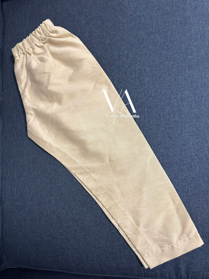 Kids Dark Beige Cotton Trousers | VA01029